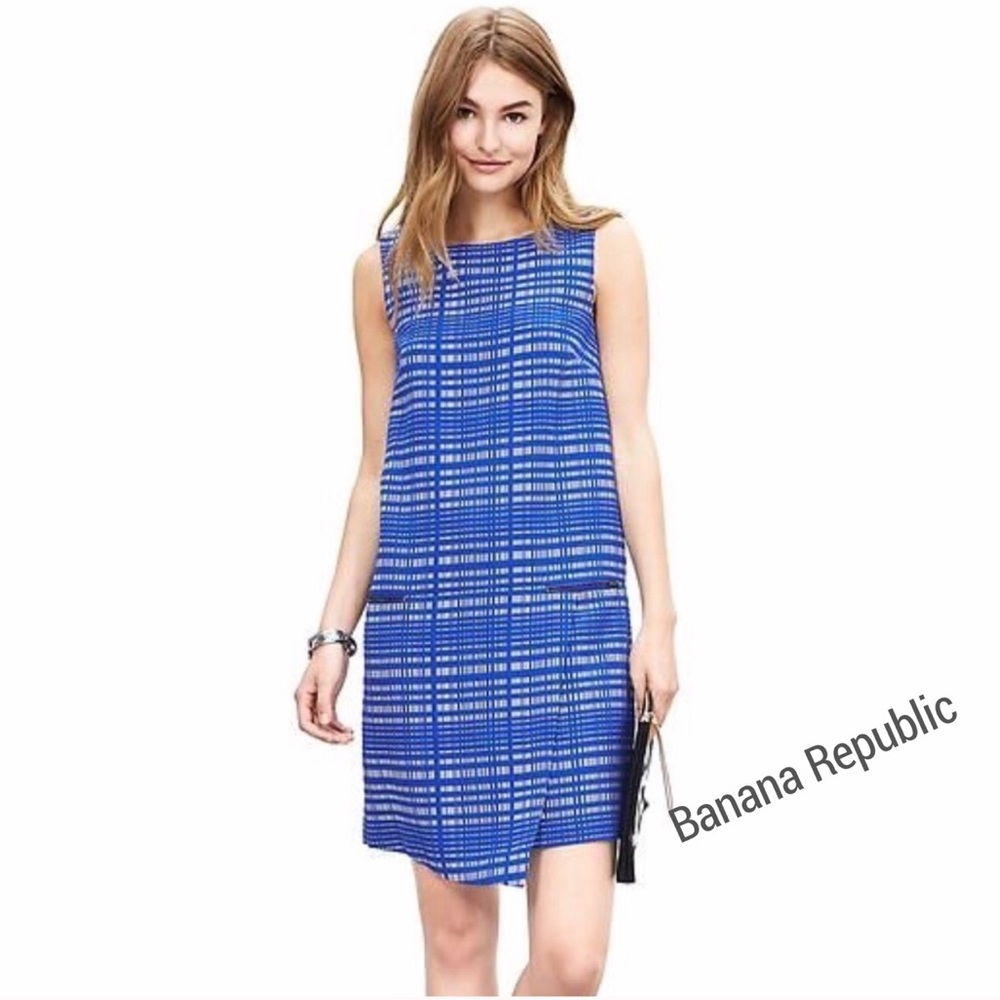 👗🌸Banana Republic Blue Jacquard shift dress ❤️